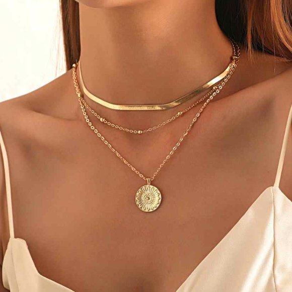 Vici Jewelry - Triple Layer Medallion Coin Necklace